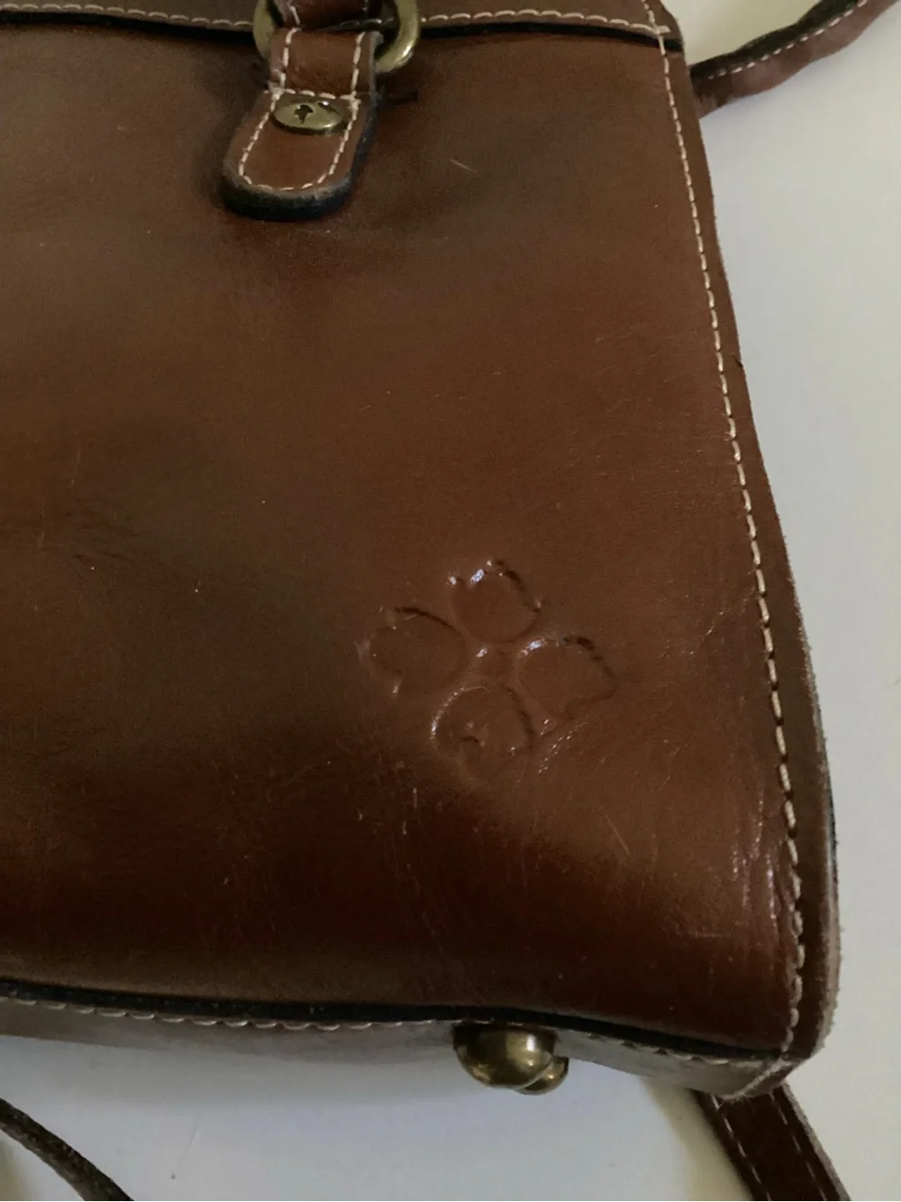 Patricia Nash Embossed Leather Satchel in Brown
